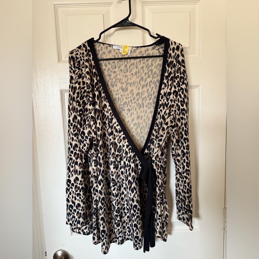 Foxcroft Leopard Print Wrap Sweater
